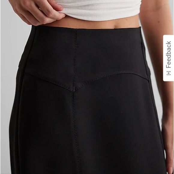 Super High Waisted Satin Seamed Midi Skirt - Picture 7 of 7